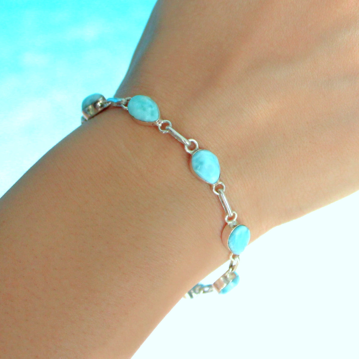 Larimar 9 Stone Bracelet