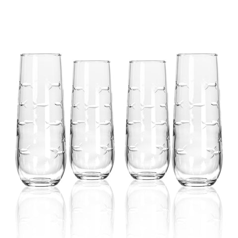 School of Fish 8.5 oz Stemless Champagne Flute - Set of 4